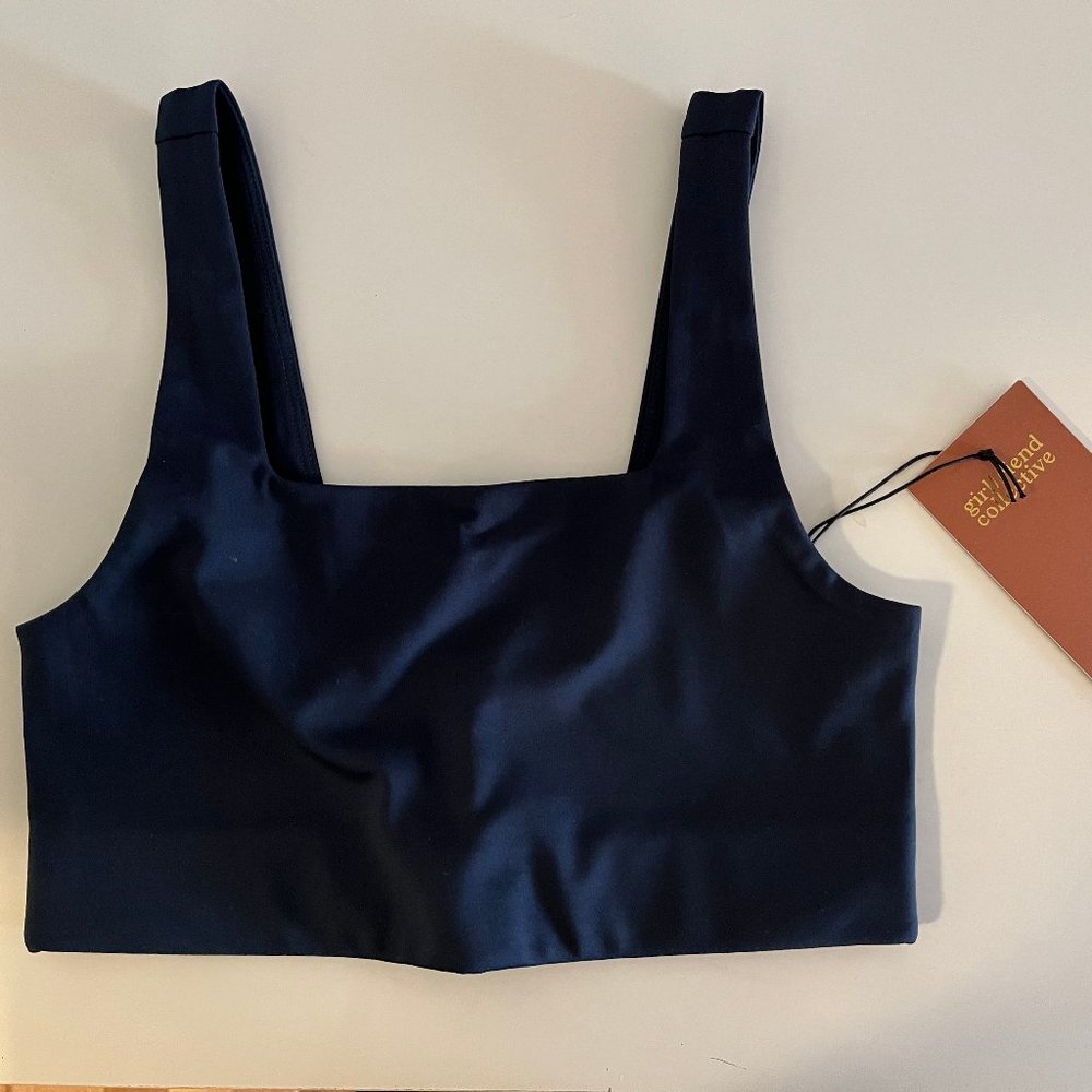 Girlfriend Collective Midnight Blue Tommy Cropped Bra - Size XS, New With Tags